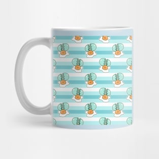 Crack Egg Yolk Blue Striped Pattern Mug